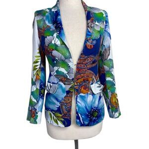 Vtg Marciano By Guess sz 0 Lucy printed blazer" Lucky Charm Muti color tropical